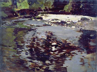 広い川景に太陽光が反射